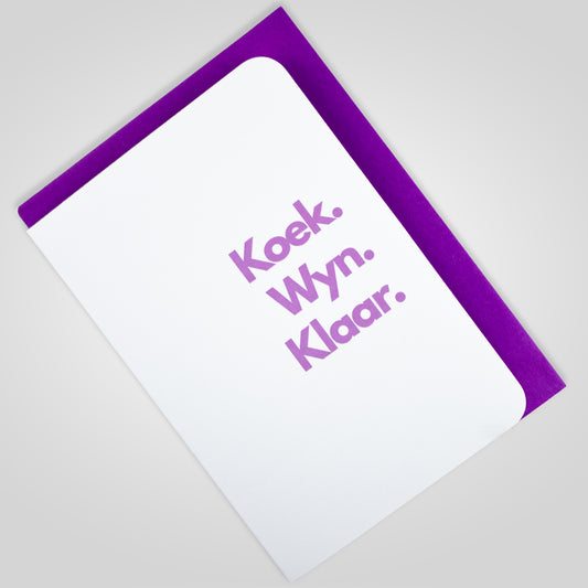 kaartije.sak | Koek. Wyn. Klaar.